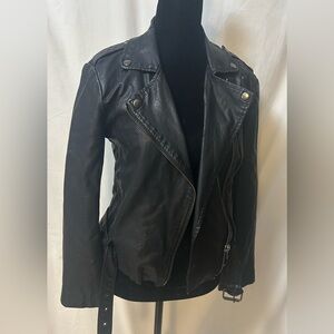 Forever 21 Black Leather Look Moto Jacket